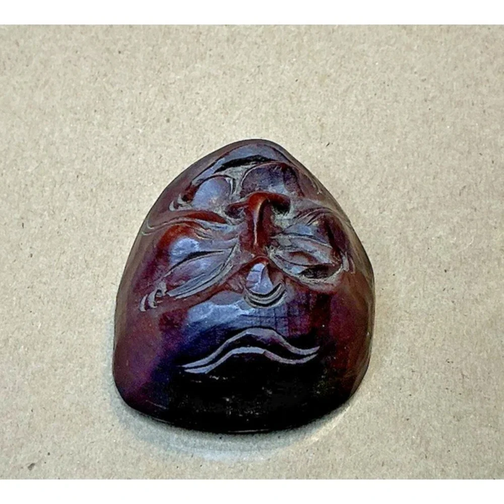 Carved Wooden mini–Japanese Folk Art Hyottoko Mask‎